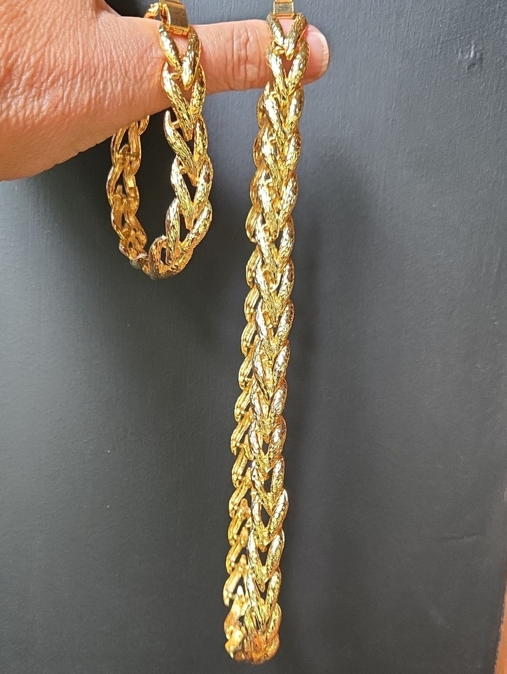 Gold Braided Chain Necklace and Bracelet Set